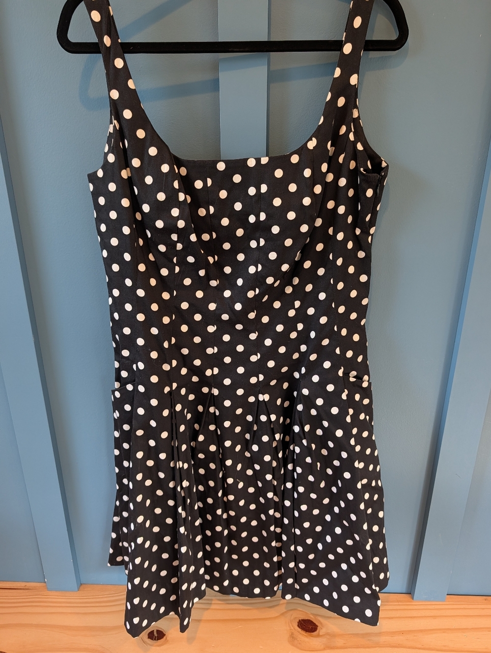 Chaps Black & White Polka Dot Sundress